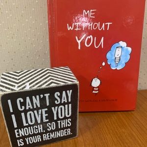 Me Without You Love Book & I Love You Wood Sign